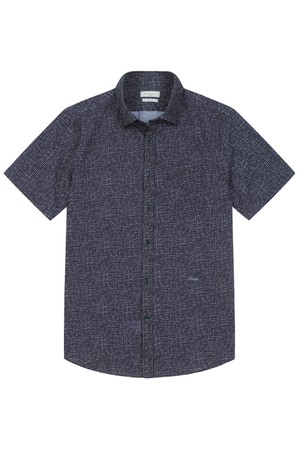 남성 시어서커 일레귤러 패턴 반팔 셔츠 다크 네이비 (ASC820448)