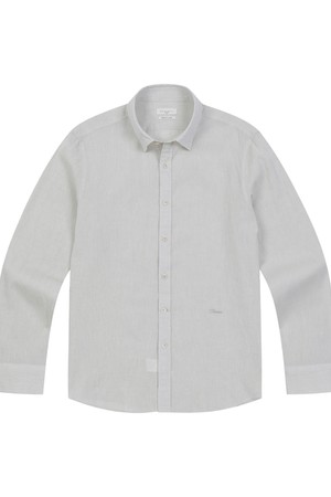 남성 히든 버튼 다운 카라 크리즈 긴팔 셔츠 아이보리 (A0C820261)