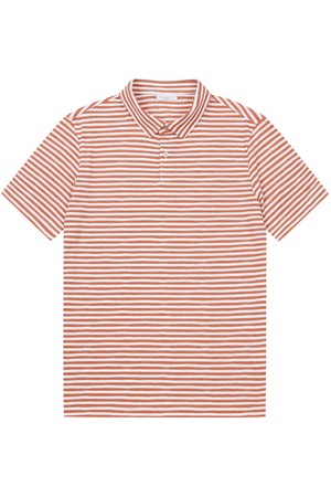 남성 변형 스트라이프 카라 반팔 티셔츠 오렌지 (A0C120566)