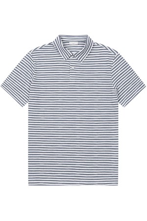 남성 변형 스트라이프 카라 반팔 티셔츠 G/BLUE (A0C120546)