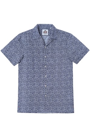 남성 린넨 플라워 프린트 반팔 셔츠 네이비 (AM0DWS23249)