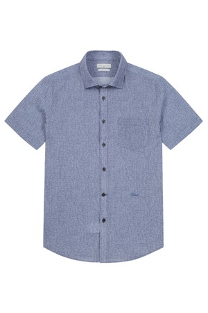 남성 시어서커 마이크로 패턴 반팔 셔츠 네이비 (ASC820349)