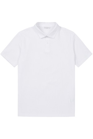 남성 에센셜 시어서커 카라 반팔 티셔츠 화이트 (A0C120331)