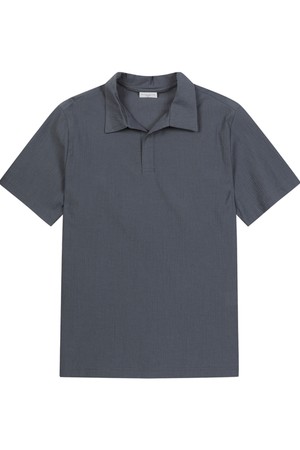 남성 히든 여밈 포인트 카라 반팔 티셔츠 G/BLUE (A0C120446)