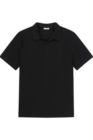 남성 히든 여밈 포인트 카라 반팔 티셔츠 블랙 (A0C120439)