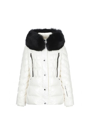 Hood Fur Short Down Jumper_Ivory