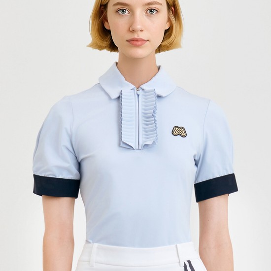 Button Frill Polo Shirts_S/Blue