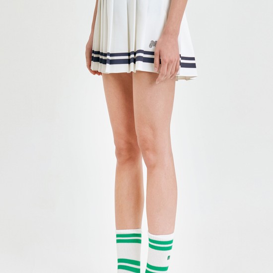 Line Point Pleats Culottes_White