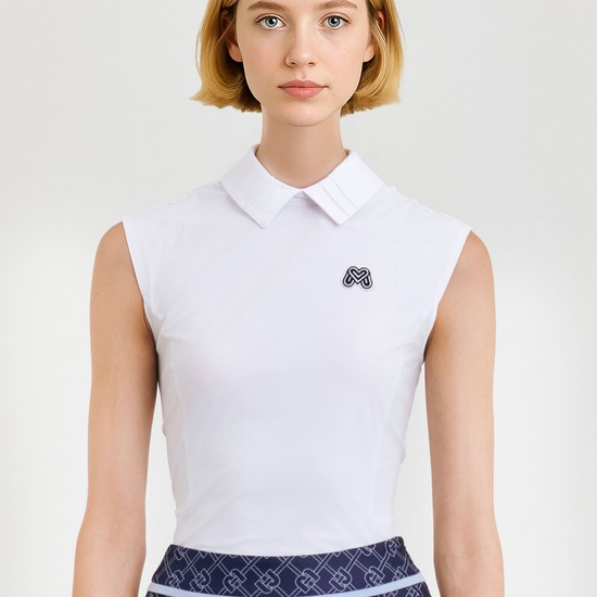 Back Zip-up Sleeveless Shirts_White
