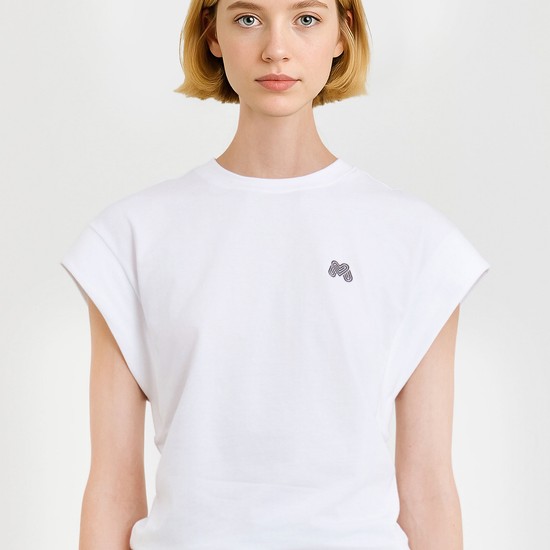 Round Sleeveless Shirts_White