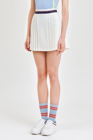 Taped Logo Point Pleats Culotte_White