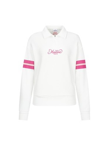 Half Zip-up Collar Shirts_O/White-a