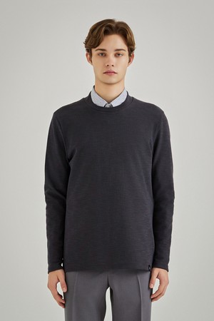 와플조직 라운드 티셔츠 다크그레이 (AM0EKS15237)