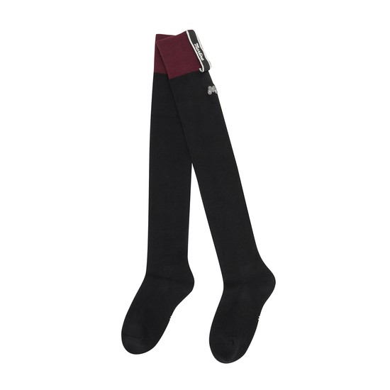 Logo Point Over Knee Socks_BLACK