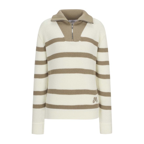Stripe Half Zip up Knit_OFF-WHITE