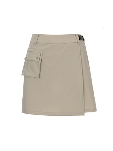 Buckle Point Wrap Shorts_Beige-a