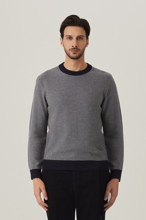 울 혼방 라운드 니트 네이비(AM0ERD45249)