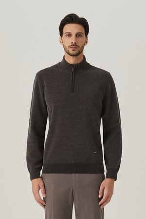 셔닐 융본딩 반짚업 니트 차콜(AM0ERD40738)