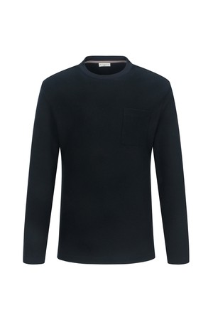 와플 조직 라운드 티셔츠 네이비(AM0EKS30349)