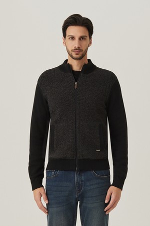 셔닐 전판 조직 짚업 가디건 블랙(AM0ECD45139)