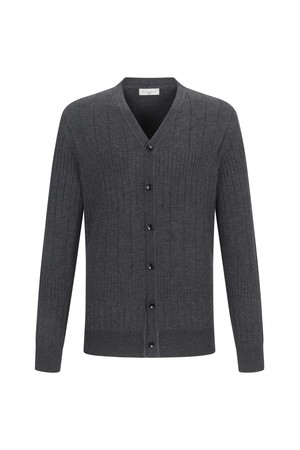 스트라이프 브이넥 가디건 차콜(AM0ECD30138)