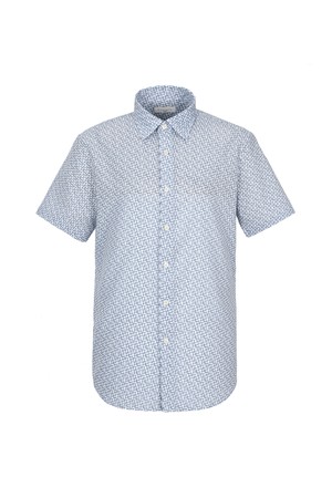 에어메쉬 프린트 반팔 셔츠 화이트 (AMSEWS20231)