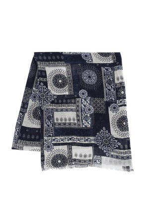 기하학 패턴 스카프 네이비 (AMAFAMF10249)