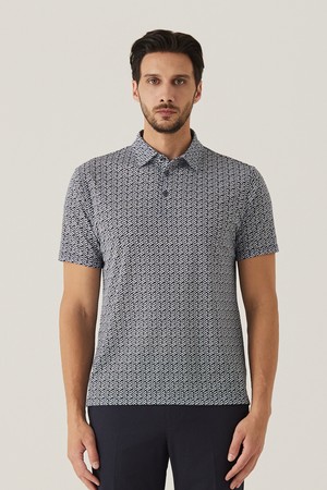 전판 프린트 Y카라 티셔츠 네이비 (AM0FTTY20849)