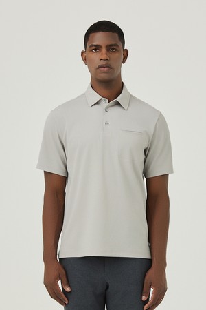 우븐 에어도트 Y카라 티셔츠 L/그레이 (AM0FTTY20632)