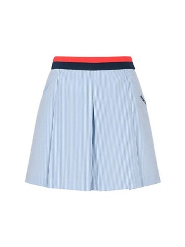 Knit Matching Pleats Culottes_Blue-a