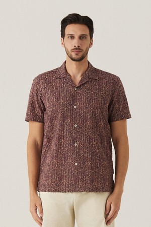 기하학 서커 프린트 다잉 셔츠 와인 (AM0FTWB25379)