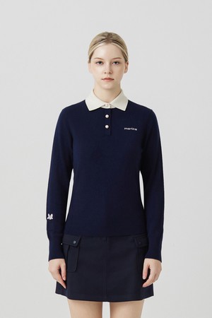 Cashmere Frill knit_NAVY