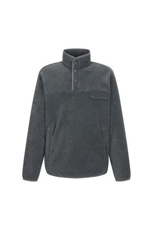 Fleece Button High neck T shirts_GRAY (Men)