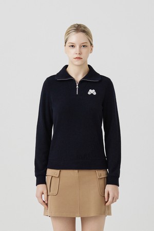 Fluffy Half Zip up T shirts_NAVY