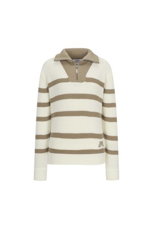 Stripe Half Zip up Knit_OFF-WHITE