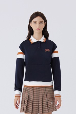 Knit Half Zip up T shirts_NAVY