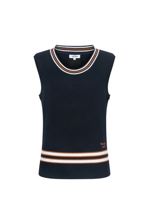 Y Neck Knit Vest_NAVY