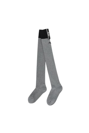 Logo Point Over Knee Socks_M/GRAY