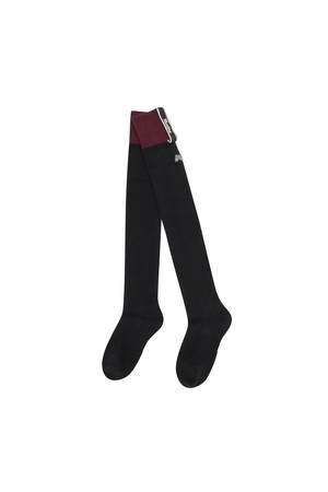 Logo Point Over Knee Socks_BLACK