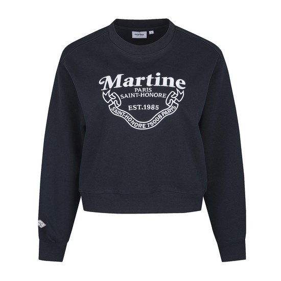 Martine Lettering Crop Sweatshirts_NAVY