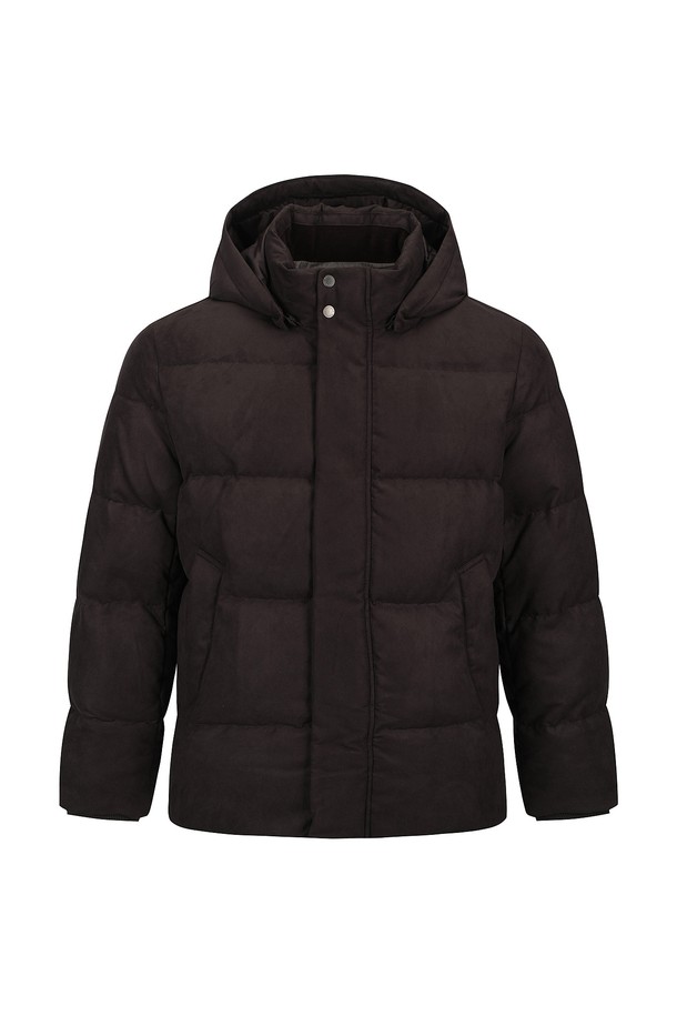 Ferraro Milano - 다운/패딩 - 후디 스웨이드 점퍼 브라운 (AM0FOJO40257)