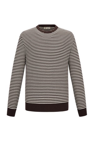 크로쉐 스트라이프 라운드 니트 브라운 (AM0FTSR15157)