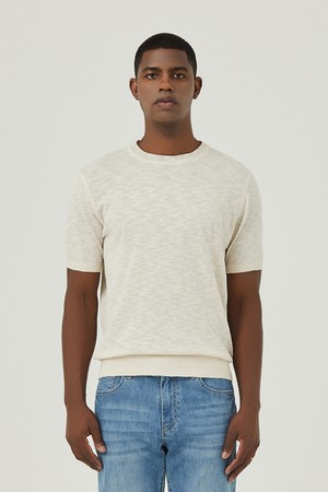 앞판 잔조직 라운드 니트 L/베이지 (AMSFTSR20151)