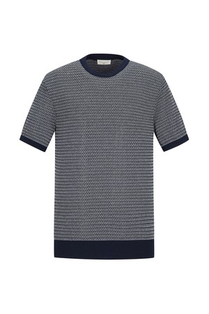 변형 투톤조직 라운드 니트 네이비 (AM0FTSR20349)