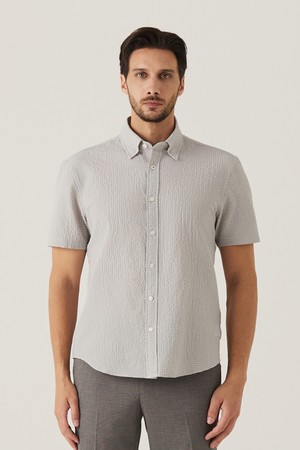 솔리드 서커 셔츠 L/그레이 (AMSFTWB20232)