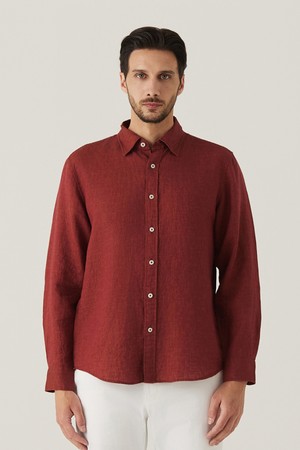 긴팔 투톤 린넨 셔츠 D/레드 (AM0FTWB20178)