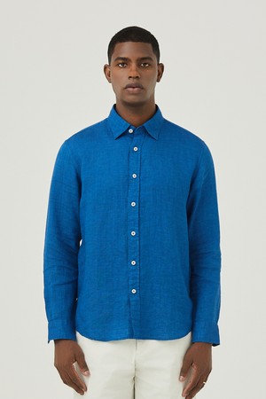 긴팔 투톤 린넨 셔츠 블루 (AM0FTWB20143)