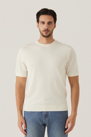 다이아몬드 스카시조직 라운드 니트 아이보리 (AM0FTSR20261)