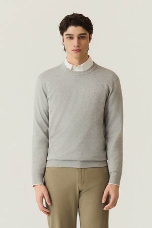 앞판 조직 라운드 니트 L/그레이 (AMSFTSR30132)