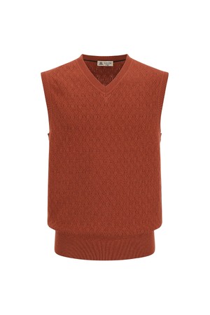 변형 아가일 조직 니트 베스트 오렌지 (AM0FTSV35166)